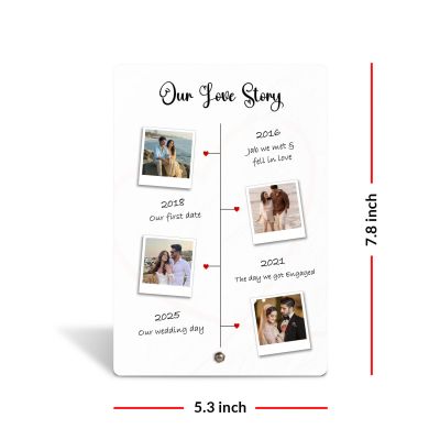 Personalized Our Love Story Couple Photo Frame Plaque with Stand, Love Story Anniversary Frame Gift For Birthday, Engagement, Valentines Day